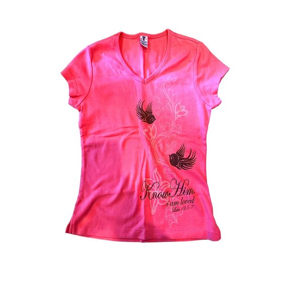 Toppy V-Neck Shirt for Girls Pink Medium Like New Condition - Picture 1 of 7